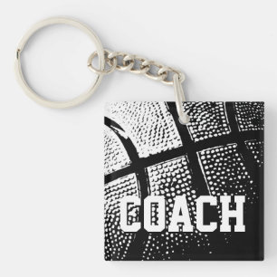 Porte-clés carré entraîneur de basket-ball