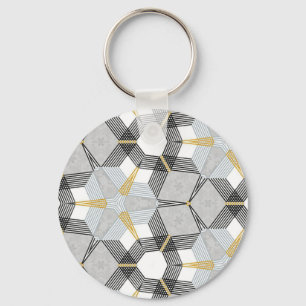 Porte-clés Carré hexagone coloré : kaléidoscope géométrique.