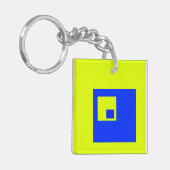 Porte-clés Carré jaune et bleu (Devant gauche)