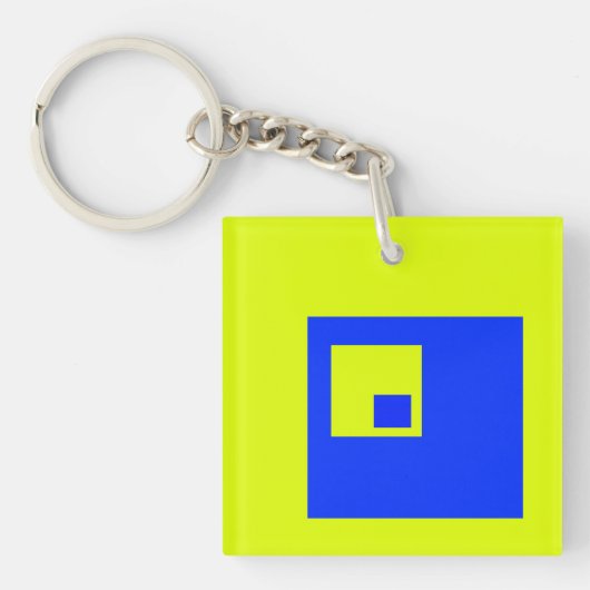 Porte-clés Carré jaune et bleu (Devant)