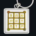 Porte-clés CARRÉ MAGIC 33, Blanc<br><div class="desc">Les nombres sont placés de sorte que la somme de chaque ligne (sens horizontal ),  chaque colonne (sens vertical ) et chaque diagonale du "Carré magique" "le résultat est toujours 33. Idée et calcul par Alessandro Lumini,  conception et modélisation par Bulgan Lumini. Partie de la série Hyper Talismans.</div>