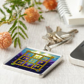 Porte-clés CARRÉ MAGIC 33, bleu violet noir (Côté)