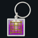 Porte-clés CARRÉ MAGIC 33, Violet rose violet violet<br><div class="desc">Les nombres sont placés de sorte que la somme de chaque ligne (sens horizontal ),  chaque colonne (sens vertical ) et chaque diagonale du "Carré magique" "le résultat est toujours 33. Idée et calcul par Alessandro Lumini,  conception et modélisation par Bulgan Lumini. Partie de la série Hyper Talismans.</div>