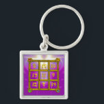Porte-clés CARRÉ MAGIC 33, Violet rose violet violet<br><div class="desc">Les nombres sont placés de sorte que la somme de chaque ligne (sens horizontal ),  chaque colonne (sens vertical ) et chaque diagonale du "Carré magique" "le résultat est toujours 33. Idée et calcul par Alessandro Lumini,  conception et modélisation par Bulgan Lumini. Partie de la série Hyper Talismans.</div>
