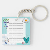 Porte-clés Carré mignon Doodon Cartoon Notes (Dos)