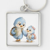Porte-clés carré Petits Oiseaux Mignons Frères et (Devant)