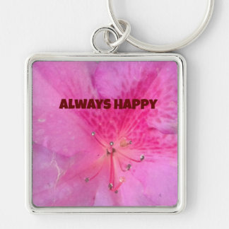 Porte-clés Carré Premium Fleur Rose Vibrant