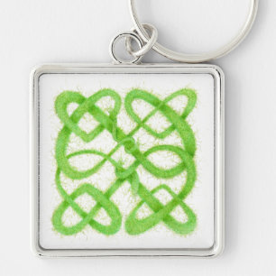 Porte-clés carré Premium GREEN CELTIC KNOT