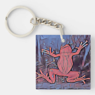 Porte-clés Carré rouge Porte - clé de grenouille multicolor