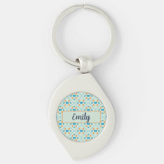 Porte-clés Carreau géométrique à nœud coquet doux menthe lime