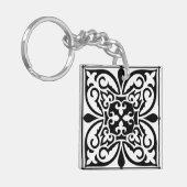 Porte-clés Carreau marocain - blanc avec fond noir (Devant gauche)