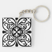 Porte-clés Carreau marocain - blanc avec fond noir (Dos)
