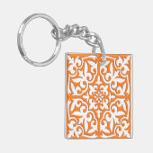 Porte-clés Carreau marocain - corail orange et blanc (Devant gauche)