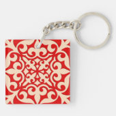 Porte-clés Carreau marocain - corail orange et pêche (Dos)