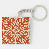Porte-clés Carreau marocain - corail orange et pêche (Dos)