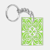 Porte-clés Carreau marocain - vert citron et blanc (Devant gauche)