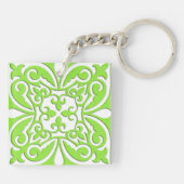 Porte-clés Carreau marocain - vert citron et blanc (Dos)