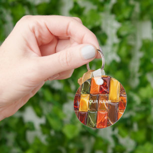 Porte-clés Carreaux de Mosaïque en Verre Automne Chaud - Ambr