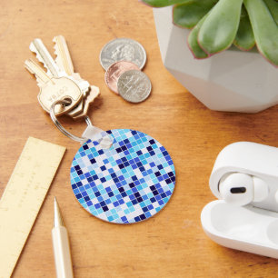 Porte-clés Carreaux de Piscine, Carreaux de Mosaïque Bleus, M