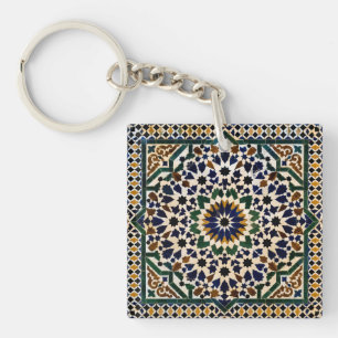 Porte-clés Carreaux de Zellige Marocains en forme de carré
