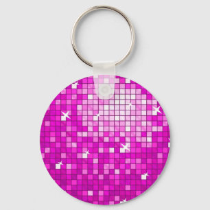 Porte-clés Carreaux Disco porte - clé rose rond