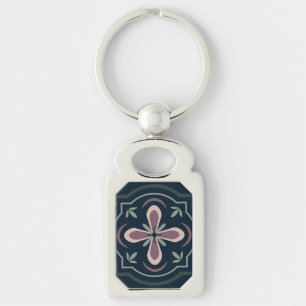Porte-clés Carreaux Géométriques Floraux Terreux