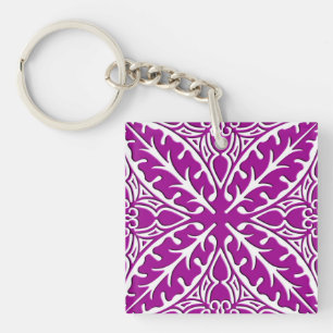 Porte-clés Carreaux marocains - améthyste violet et blanc