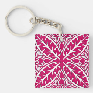 Porte-clés Carreaux marocains - magenta et blanc