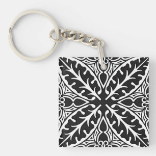 Porte-clés Carreaux marocains - noir et blanc