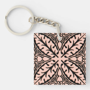 Porte-clés Carreaux marocains - rose pêche et noir