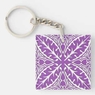 Porte-clés Carreaux marocains - violet et blanc
