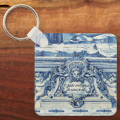 Porte-clés Carreaux portugais bleus avec deux anges (Recto)