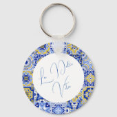 Porte-clés Carrelage bleu méditerranéen & Mariage Citrus (Recto)