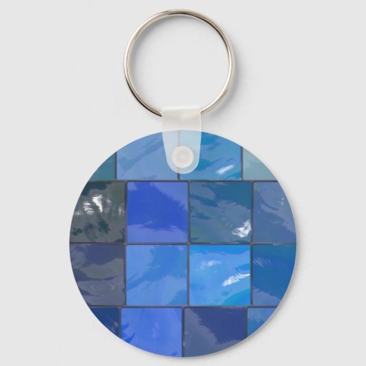 Porte-clés Carrelage bleu salle de bain Design (Recto)