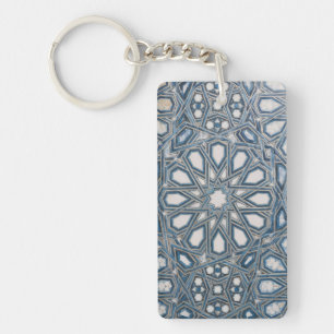 Porte-clés Carrelage Méditerranéen Bleu Azur et Blanc