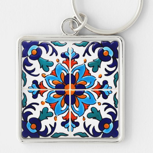 Porte-clés Carrelage Talavera Mexicaine No 9 (Devant)