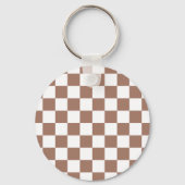 Porte-clés Carrés Checker mocha brun blanc géométrique rétro (Verso)