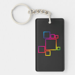 Porte-clés Carrés colorés géniaux sur Noir No. 1