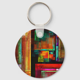 Porte-clés Carrés colorés Motif d'art Abstrait moderne #04