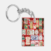 Porte-clés Carrés de l'illustration de Noël (Devant gauche)