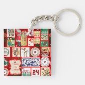 Porte-clés Carrés de l'illustration de Noël (Dos)