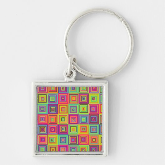 Porte-clés Carrés géométriques colorés (Devant)