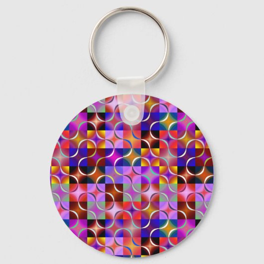 Porte-clés Carrés géométriques multicolores (Recto)