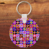 Porte-clés Carrés géométriques multicolores (Recto)