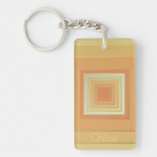 Porte-clés Carrés géométriques vintage (jaunes et orange doux