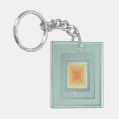 Porte-clés Carrés géométriques vintages (bleu clair et jaune) (Devant gauche)