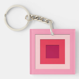 Porte-clés Carrés superposés du milieu du siècle - rose et vi