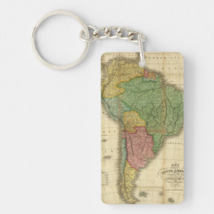 Porte-clés Carte 1826 de l'Amérique du Sud de cru par Anthon