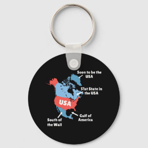 Porte-clés Carte Amusante Trump Des États-Unis - Canada
