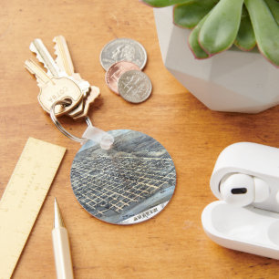 Porte-clés Carte ancienne aérienne antique d'Austin, Texas de